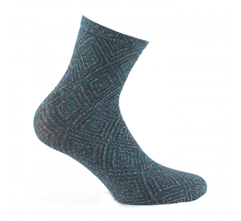 Socquettes fantaisies de mailles à motifs Lurex
