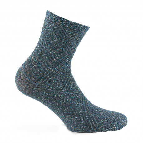 Socquettes fantaisies de mailles à motifs Lurex