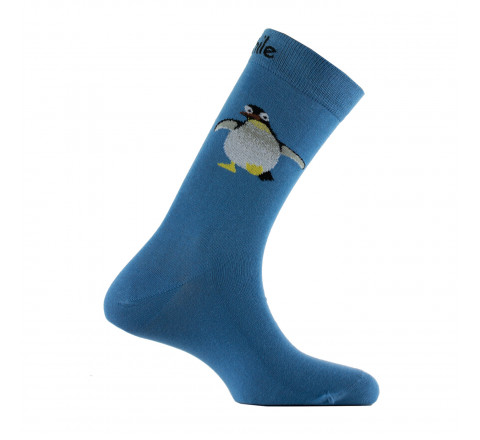 Mi-chaussettes motifs manchot en coton