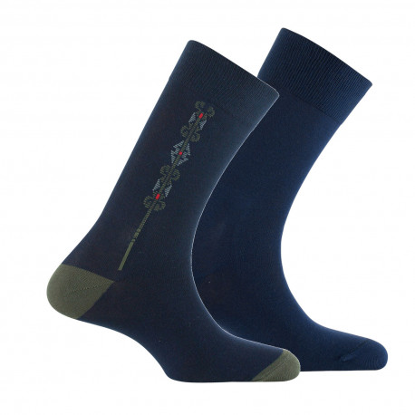Lot de 2 paires de mi-chaussettes fantaisie et unie