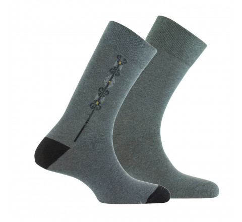 Lot de 2 paires de mi-chaussettes fantaisie et unie