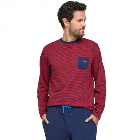 Pyjama long fines rayures pour homme