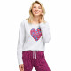 Pyjama long motif coeur fleuri pour femme