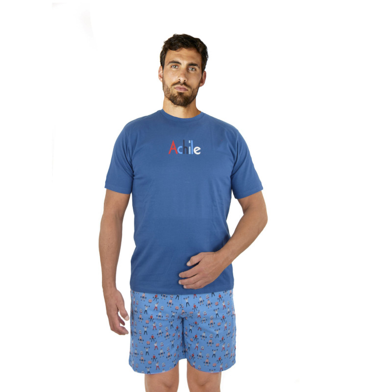 Pyjama homme coton bio bleu