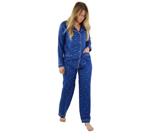 Pyjama long en viscose motifs étoiles colorées