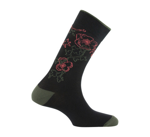 Mi-chaussettes jersey en coton motif fleurs