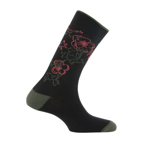 Mi-chaussettes jersey en coton motif fleurs