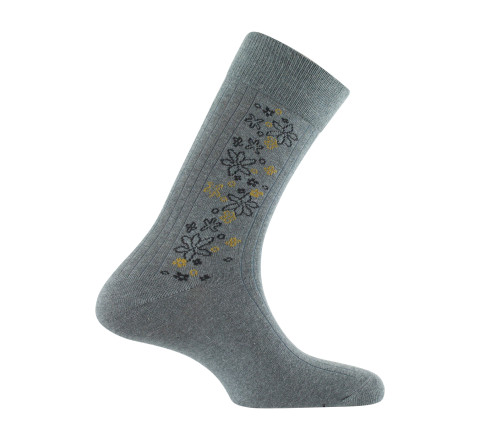 Mi-chaussettes jersey en coton baguette florale