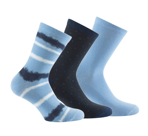 Lot de 3 paires de mi-chaussettes jersey coton Tie ans dye