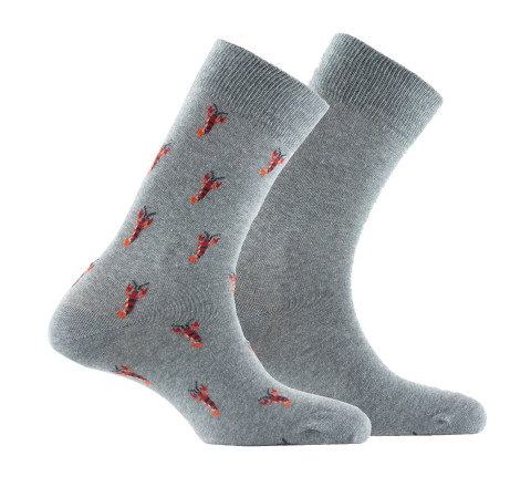 Lot de 2 paires de mi-chaussettes en coton motifs écrevisses