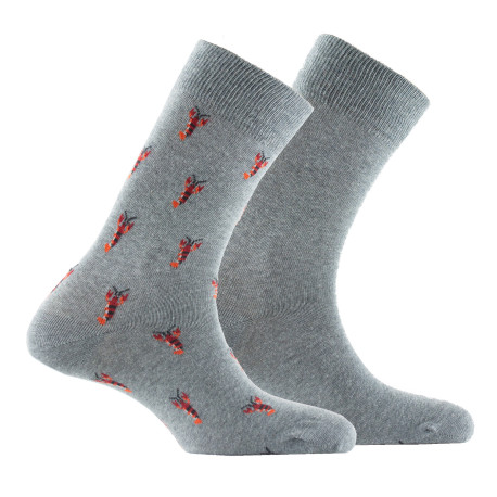 Lot de 2 paires de mi-chaussettes en coton motifs écrevisses