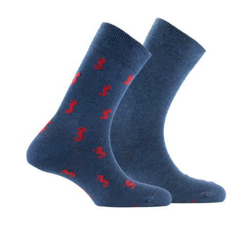 Lot de 2 paires de chaussettes en coton motifs hippocampes