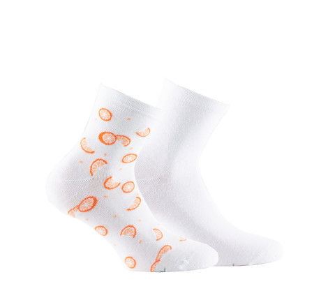 Lot de 2 paires de socquettes en coton motifs oranges