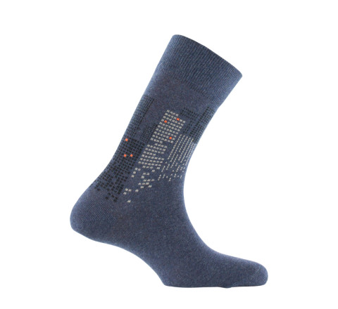 Mi-chaussettes en coton "Black city" MADE IN FRANCE