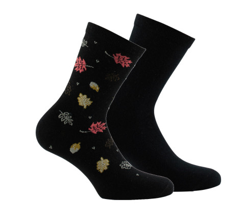 Lot de 2 paires de mi-chaussettes en coton motifs Automnal