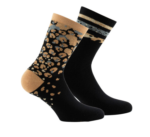 Lot de 2 paires de mi-chaussettes en coton peau de bête