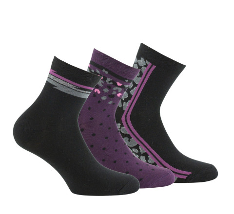 Lot de 3 paires de chaussettes en coton motif peau de bête