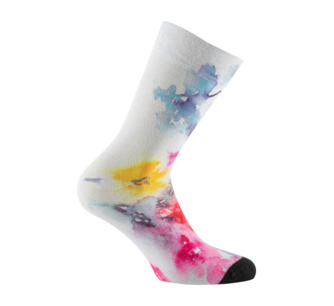 Mi-chaussettes imprimées aquarelle de fleurs en viscose