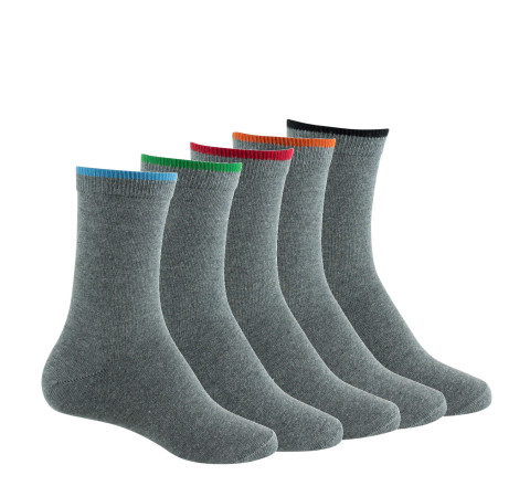 Lot de 5 paires de mi-chaussettes en coton et liseré coloré