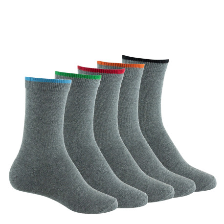 Lot de 5 paires de mi-chaussettes en coton et liseré coloré