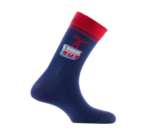 Mi-chaussettes en coton motif Télécabine MADE IN FRANCE