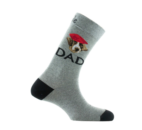 Mi-chaussettes en coton motif Papa chien MADE IN FRANCE