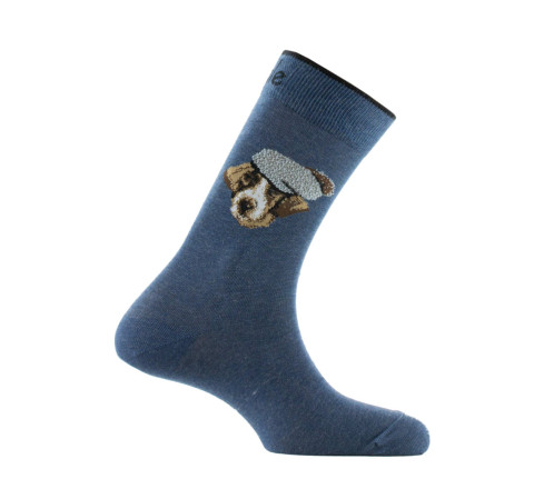 Mi-chaussettes en coton motif Dog MADE IN FRANCE