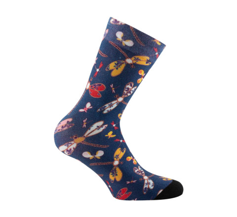Mi-chaussettes imprimées Libellules en viscose