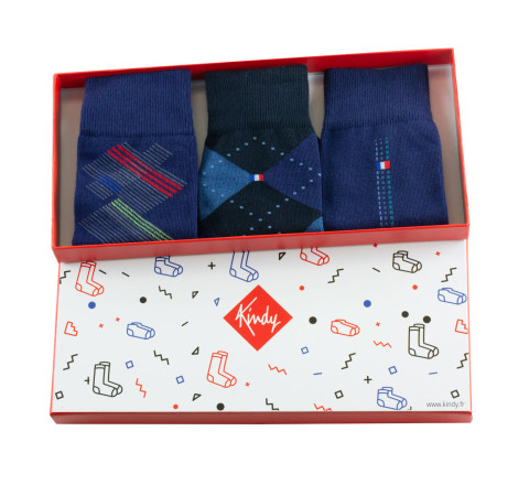 Coffret 3 paires de mi-chaussettes marine MADE IN FRANCE