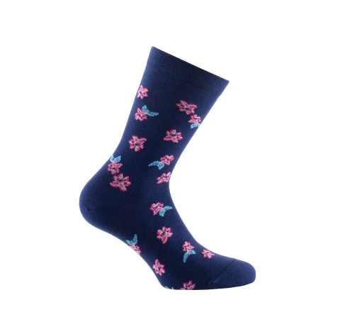 Mi-chaussettes en coton Fleurs MADE IN FRANCE