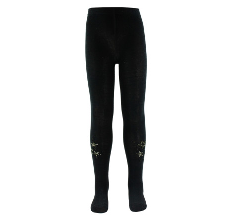 Collant uni en coton fantaisie étoiles de strass