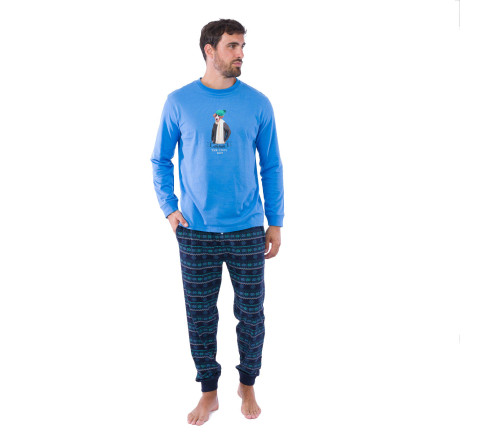 Pyjama long avec jogging en pur coton THE COOL BOY