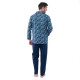 Pyjama long en pur coton chaine et trame motifs coeurs