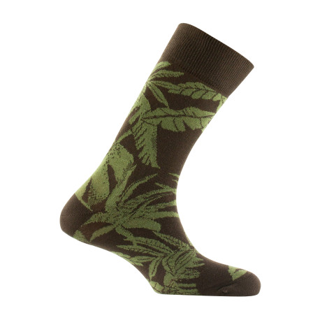 Mi-chaussettes en coton motif tropical MADE IN FRANCE