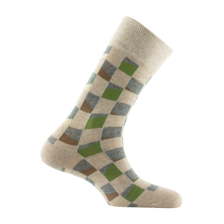 Mi-chaussettes en coton damier MADE IN FRANCE