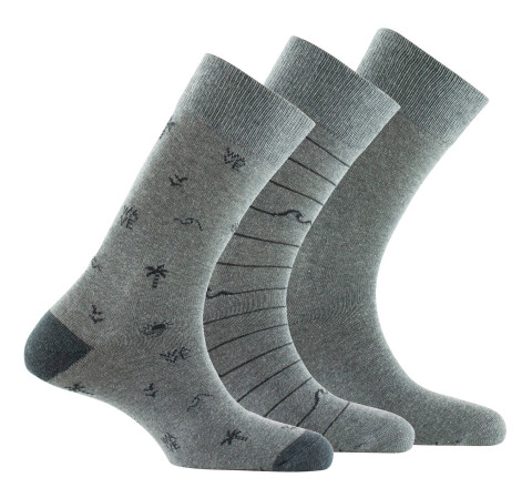 Lot de 3 paires de mi-chaussettes en coton "Wave" assorties