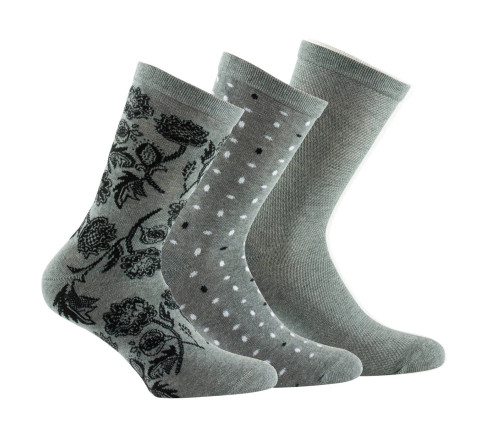 Lot de 3 paires de mi-chaussettes en coton assorties