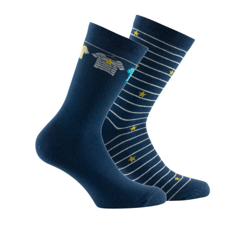 Lot de 2 paires de mi-chaussettes en coton "Marin"