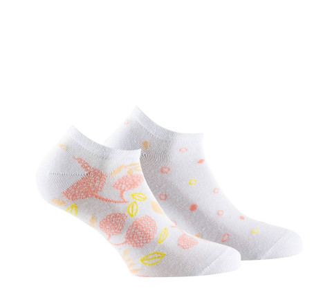 Lot de 2 paires d'invisibles en coton Fleurs et Pois