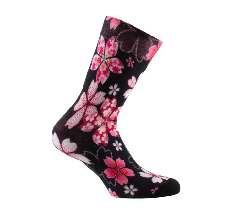 Mi-chaussettes imprimées en viscose motif fleurs