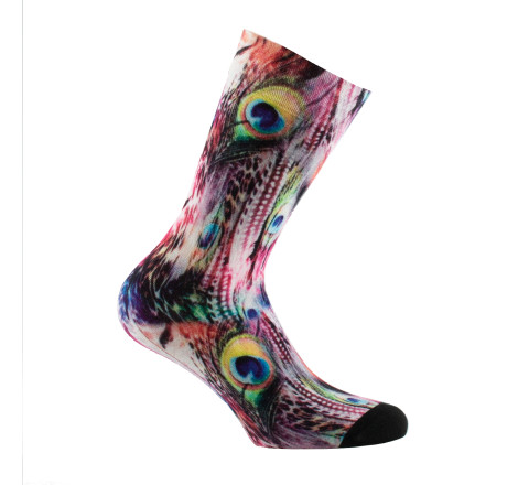Mi-chaussettes imprimées en viscose motif plumes