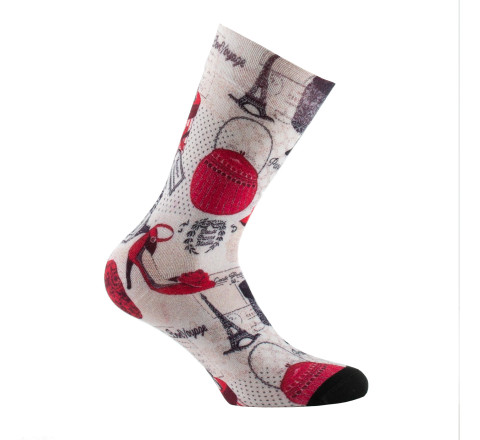 Mi-chaussettes imprimées en viscose motif Paris