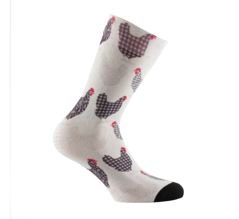 Mi-chaussettes imprimées en viscose motif poules