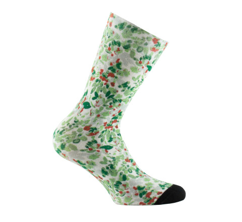 Mi-chaussettes imprimées en viscose motif feuillage
