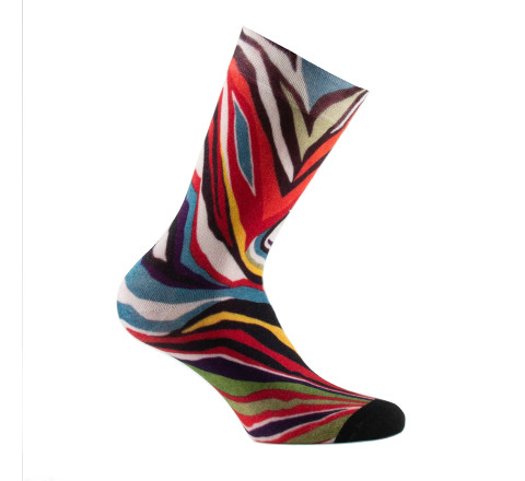 Mi-chaussettes en viscose motif zébrures colorées