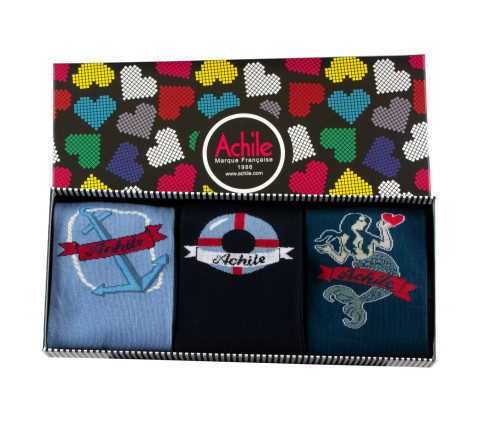 Coffret 3 paires de mi-chaussettes Marin MADE IN FRANCE