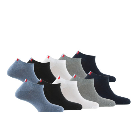 Lot de 10 paires d'invisibles unies en coton MADE IN FRANCE