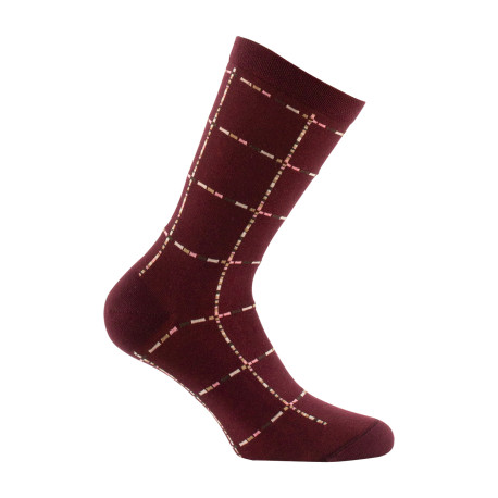 Mi-chaussettes en coton motif carreaux MADE IN FRANCE