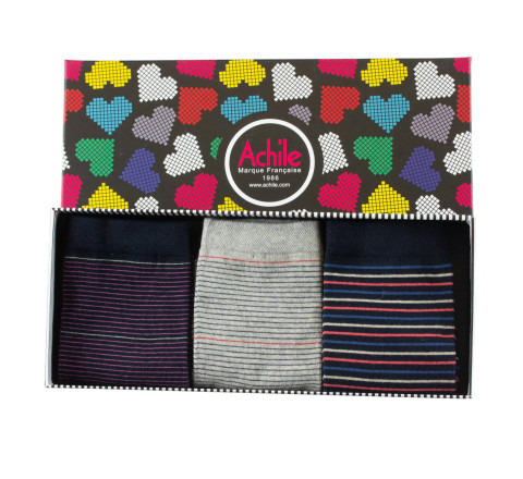 Coffret de 3 paires de chaussettes rayées MADE IN FRANCE