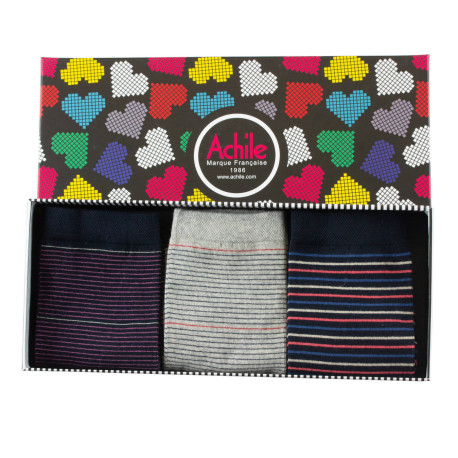 Coffret de 3 paires de chaussettes rayées MADE IN FRANCE